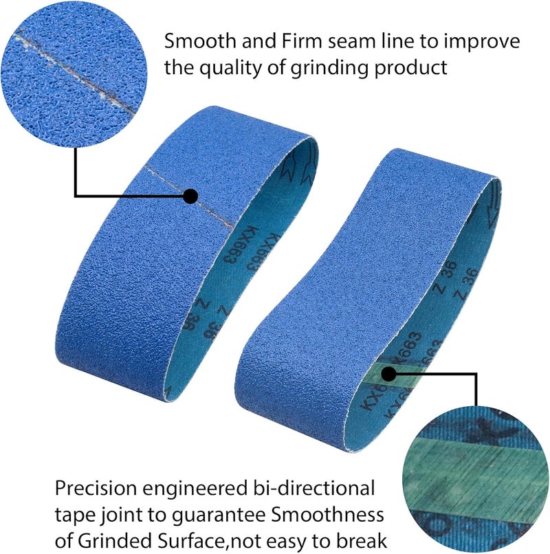 SHUTTLE GENIUS 3 x 18 Zirconia Sanding Belts,36 Grit 3x18 Inch Sanding Belt, 3x18 Belt Sander Sanding Belts for Metal Polishing, Woodworking,6 Pack(3x18in,36 Grit) - Image 3